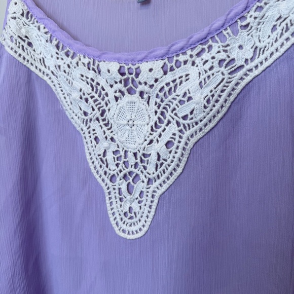 Charlotte Russe | Lilac Camisole Crochet Lace Spaghetti Strap Cami Tank Top - Picture 6 of 10